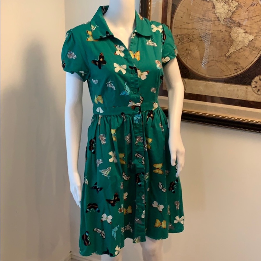 FERVOUR DRESS CUTE GREEN  BUTTERFLIES SIZE M